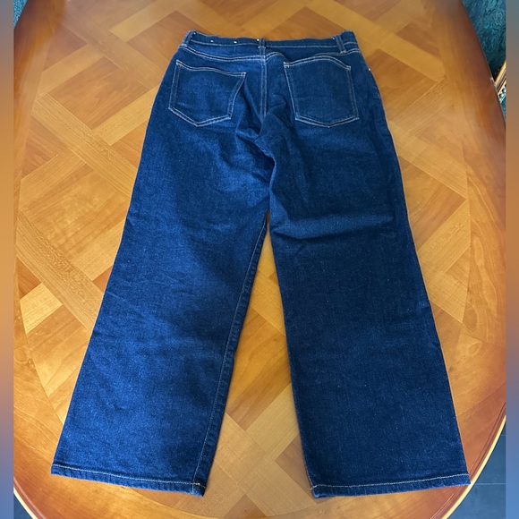 Muji Women’s 27 Wide Leg Jeans Dark Wash Relaxed Fit Indigo Dye Cropped - Picture 4 of 6